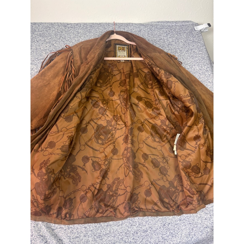 Global Identity Fringe Jacket Women Medium Brown Vintage Suede Western Boho - Picture 7 of 11